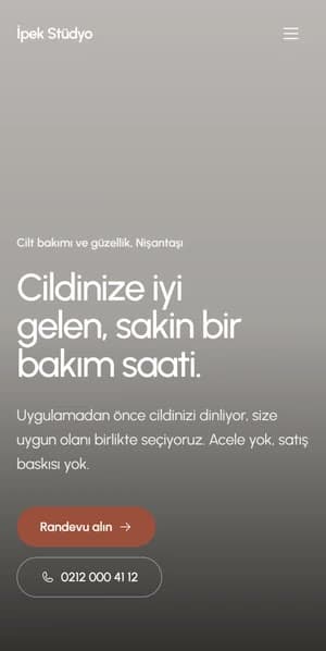 Güzellik Merkezi tasarımının telefon görünümü