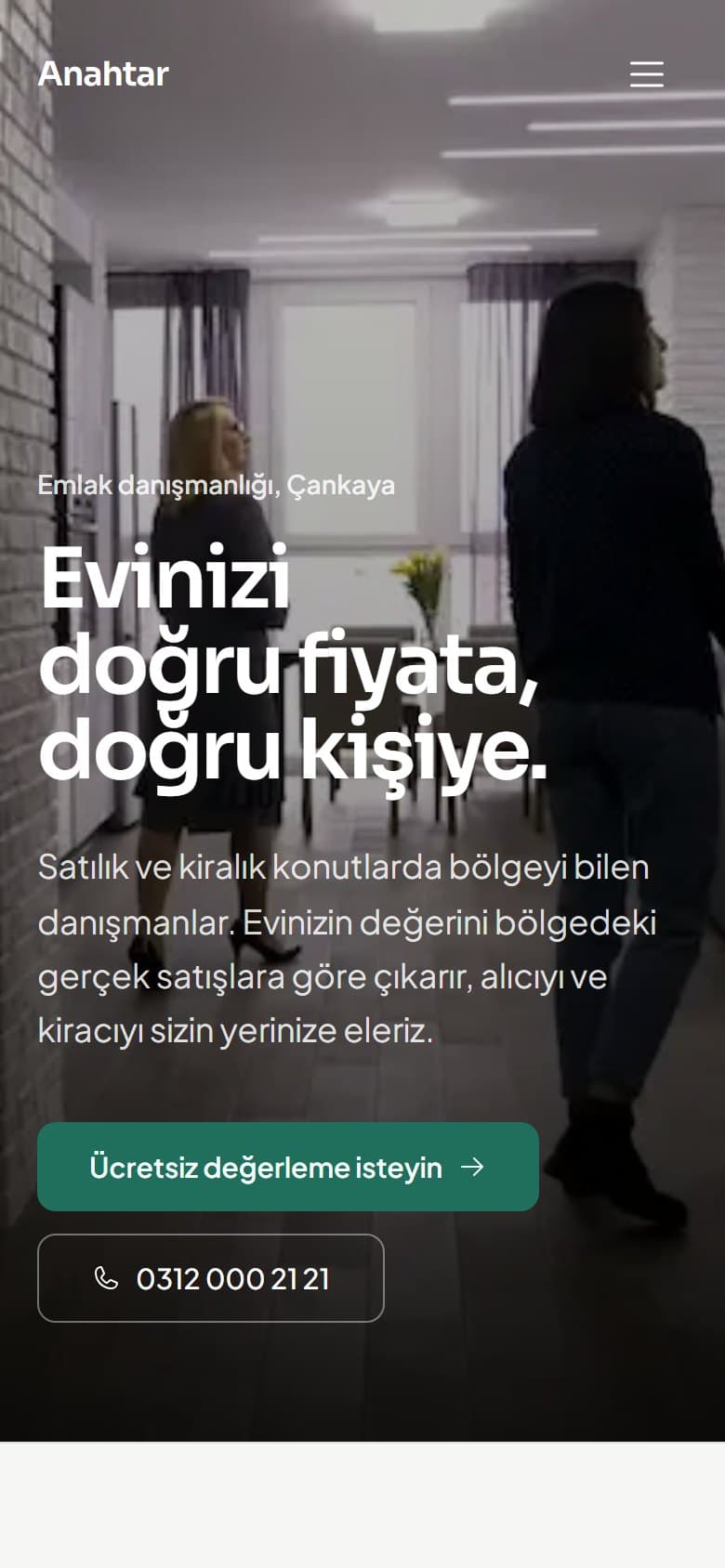 Emlak Ofisi tasarımının telefon görünümü