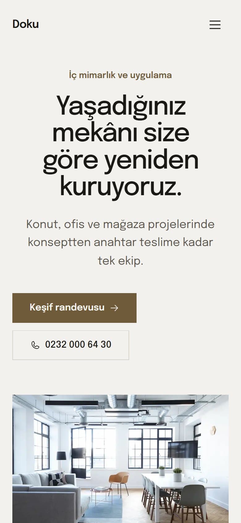 İç Mimarlık tasarımının telefon görünümü
