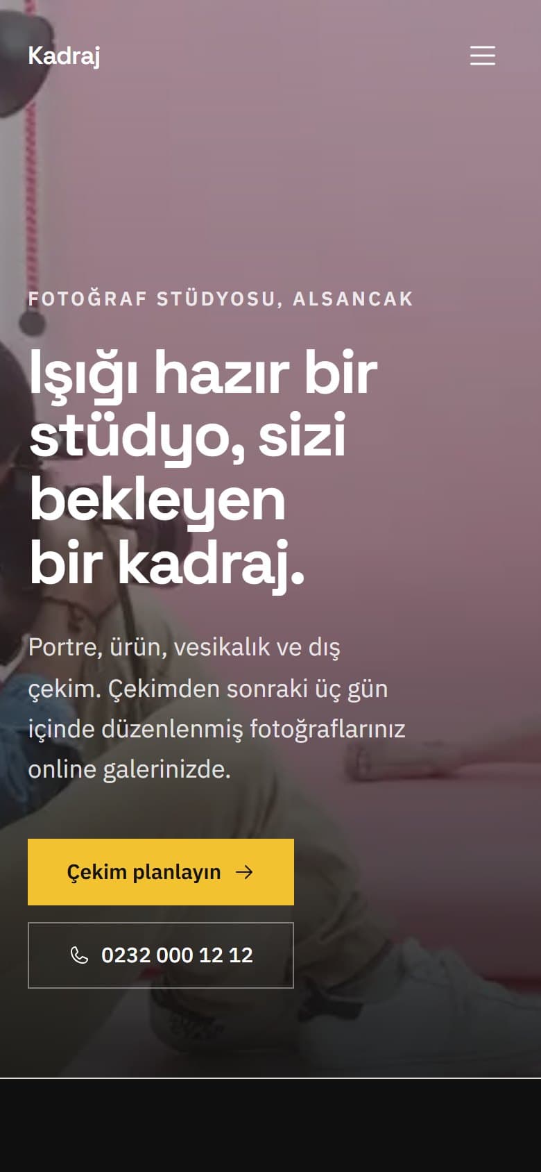 Fotoğraf Stüdyosu tasarımının telefon görünümü
