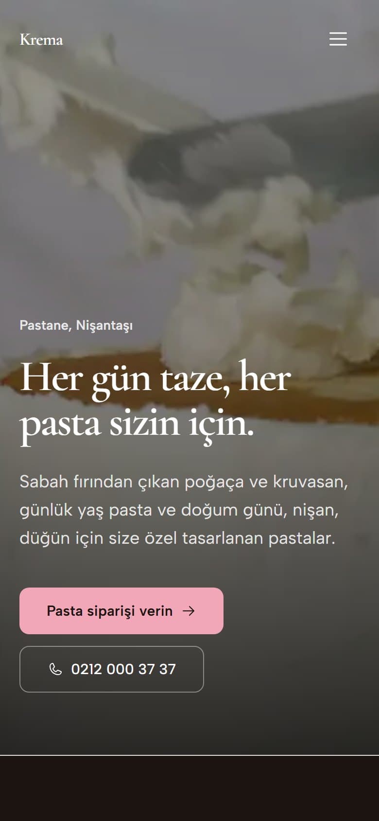 Pastane tasarımının telefon görünümü
