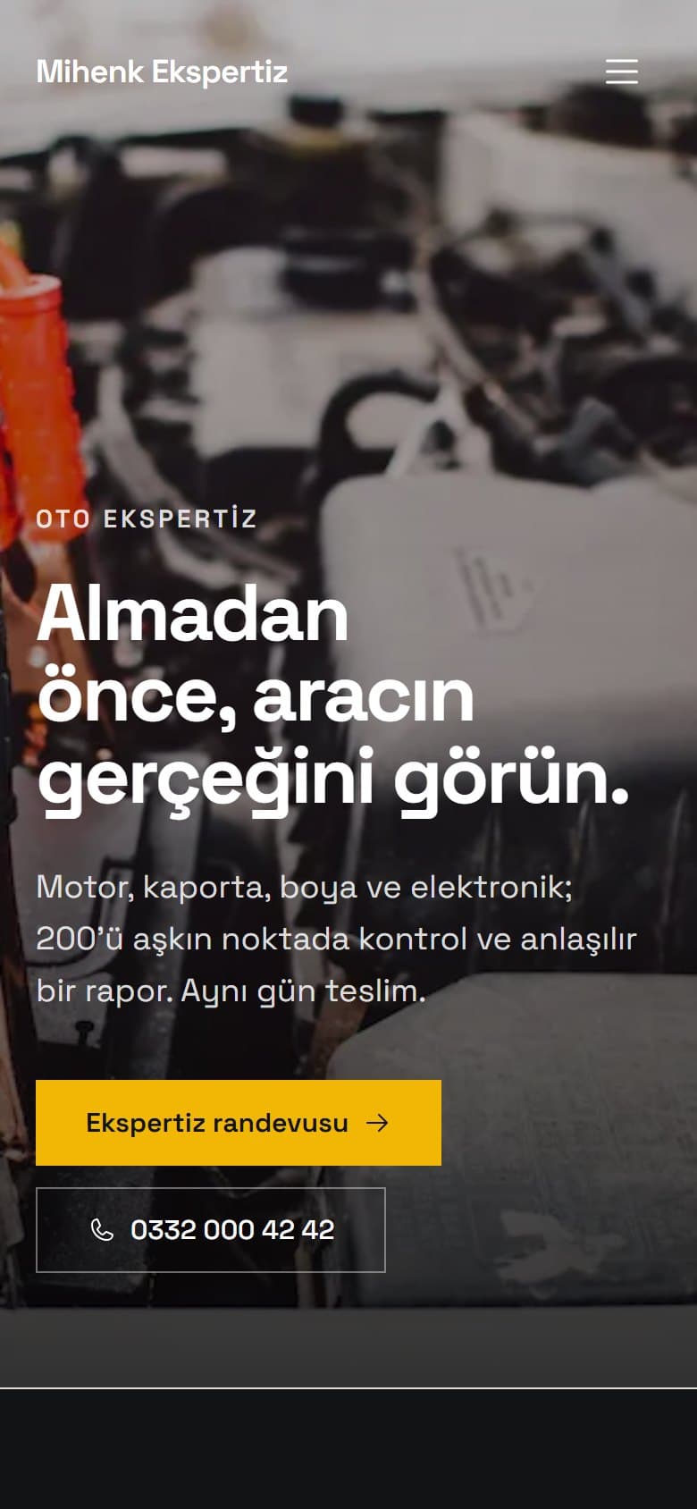 Oto Ekspertiz tasarımının telefon görünümü