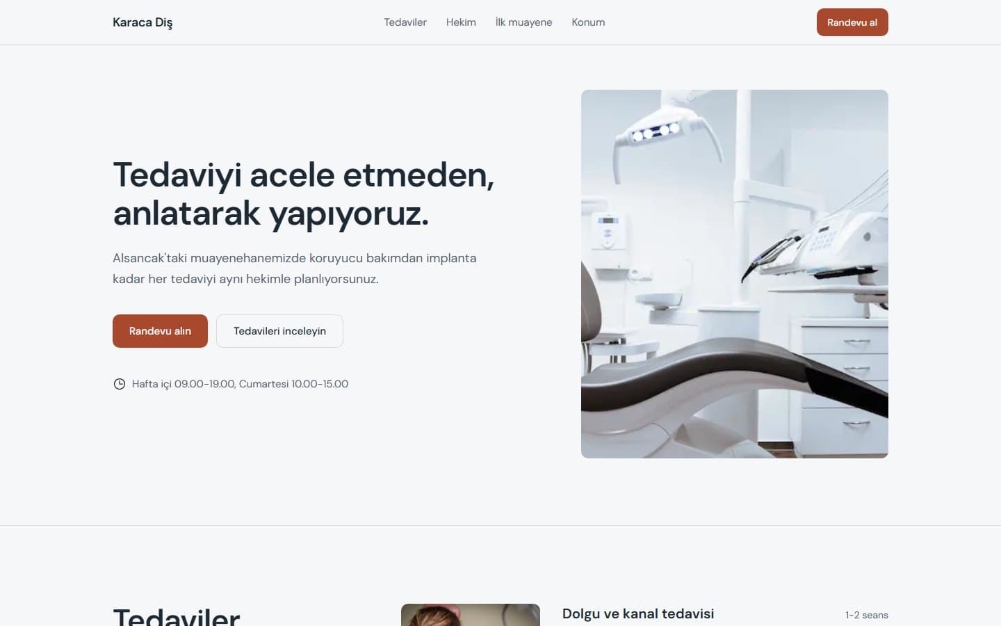 Diş Hekimi tasarımının ana sayfası