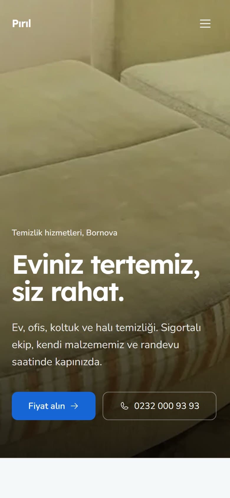 Temizlik Şirketi tasarımının telefon görünümü