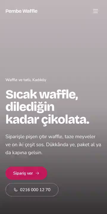 Waffle Dükkânı tasarımının telefon görünümü
